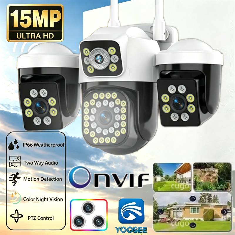 Smart Home Kamera - 15MP Triple Lenses Triple Screens PTZ