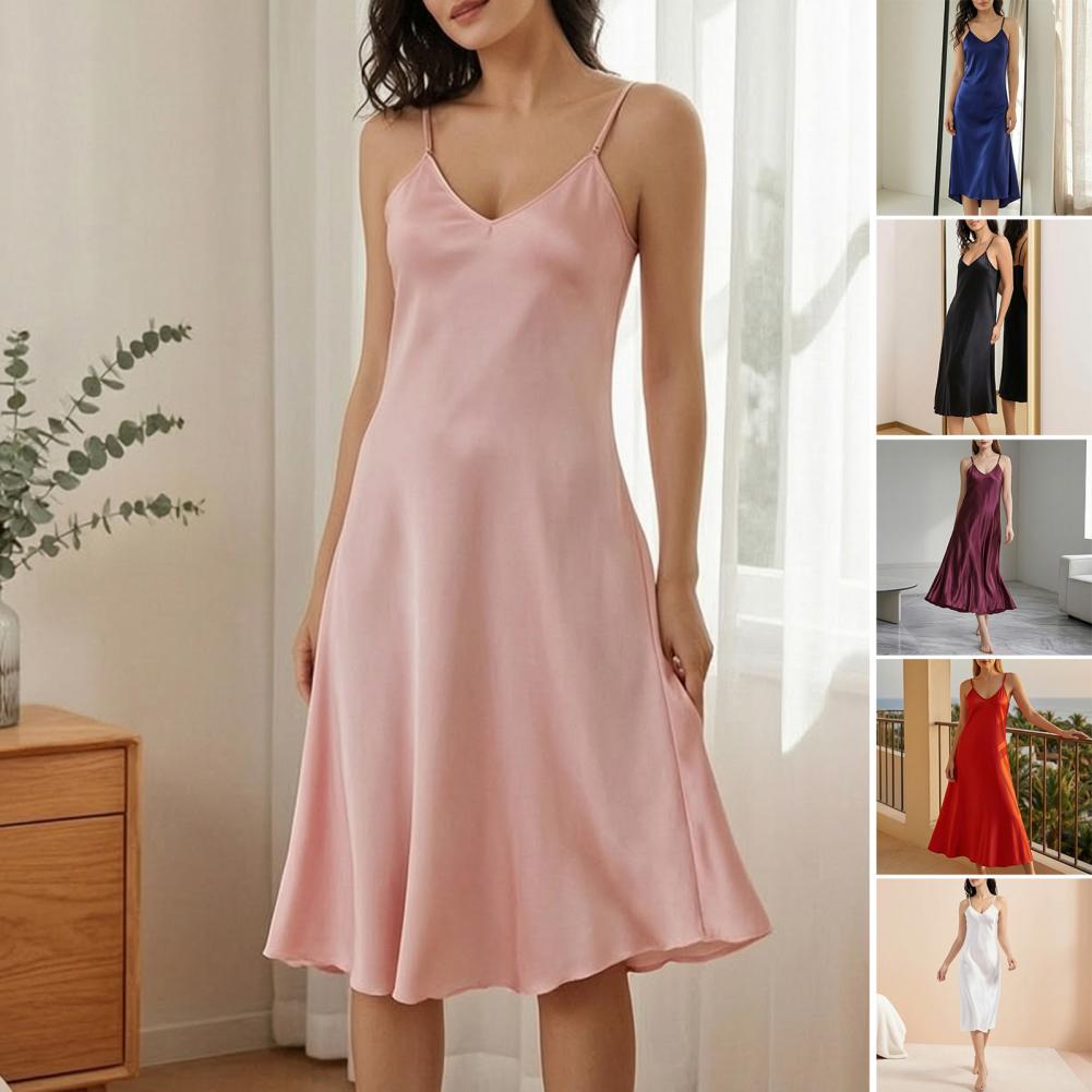 Sexy Nightdress Deep Neck Slee - Smart Home Simulation ulasan dan harga